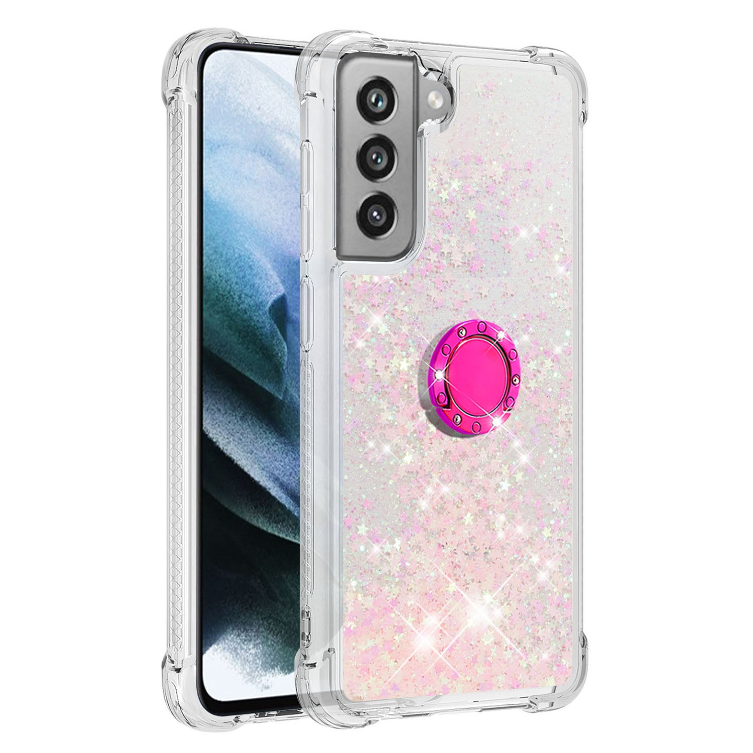 For Samsung Galaxy S21 FE 5G TPU Phone Case YB Quicksand Series-7 Liquid Quicksand Ring Kickstand Phone Cover For Samsung Galaxy S21 FE 5G TPU Phone Case YB Quicksand Series-7 Liquid Quicksand Ring Kickstand Phone Cover